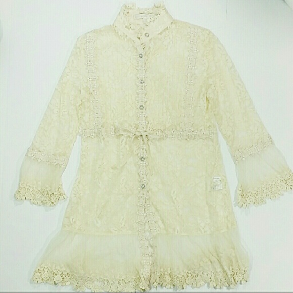 Boston Proper Tops - Boston Proper Shirt Lace Crochet Cardigan Top